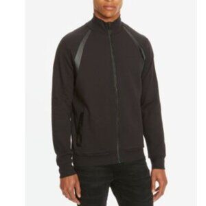 🆕 Kenneth Cole 100% Cotton Full Zip Textured Knit Mock Neck Sweater LARGE